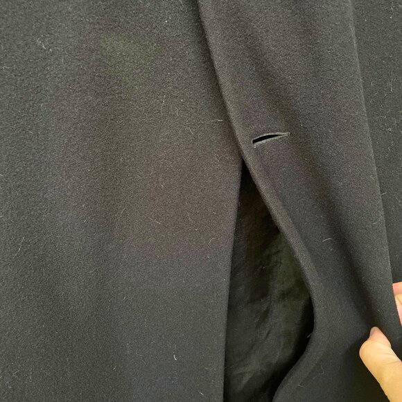 Neiman Marcus Black 100% Wool Trench Peacoat Overcoat Size 44L - Picture 5 of 11